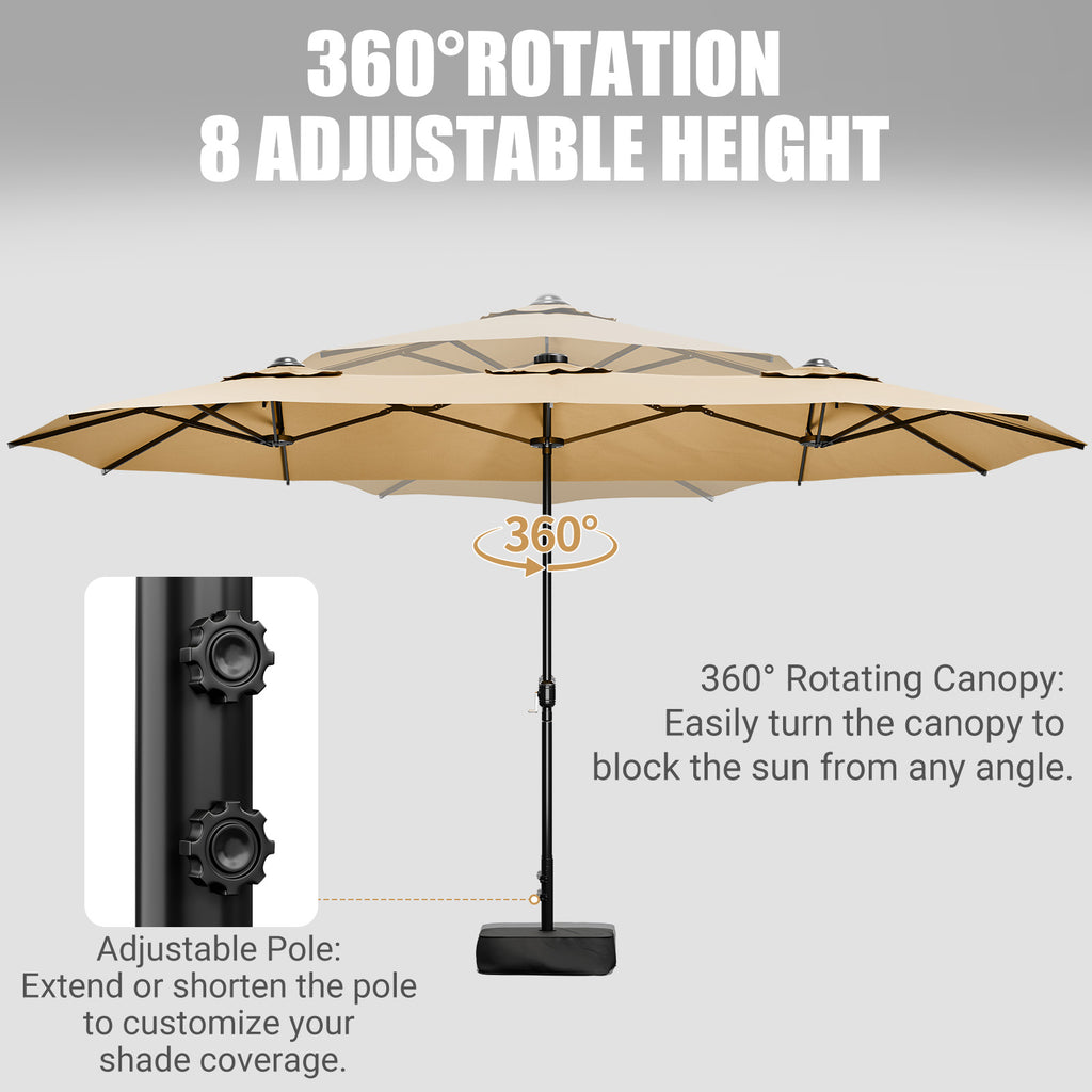 LEVELEVE 14FT Double-Sided Patio Umbrella with Base Included, Large Outdoor Rectangular Market Umbrella for Backyard, Poolside, Lawn & Garden