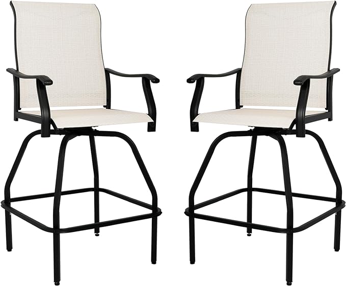 Patio Bar Set Swivel Bar Stools Outdoor Bistro Texteline Stability All-Weather Furniture Set with Height Table