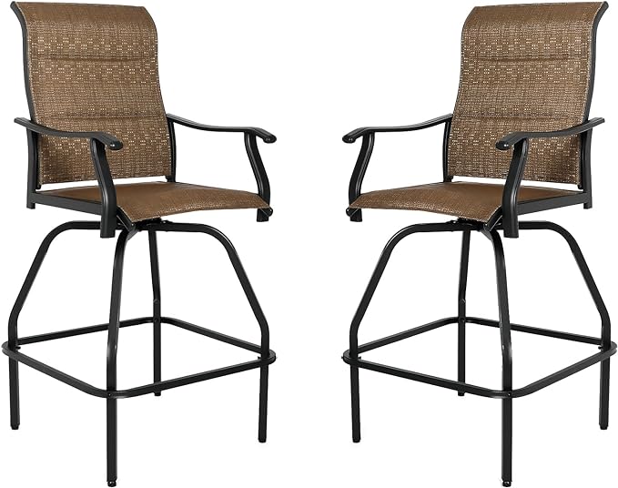Patio Bar Set Swivel Bar Stools Outdoor Bistro Texteline Stability All-Weather Furniture Set with Height Table