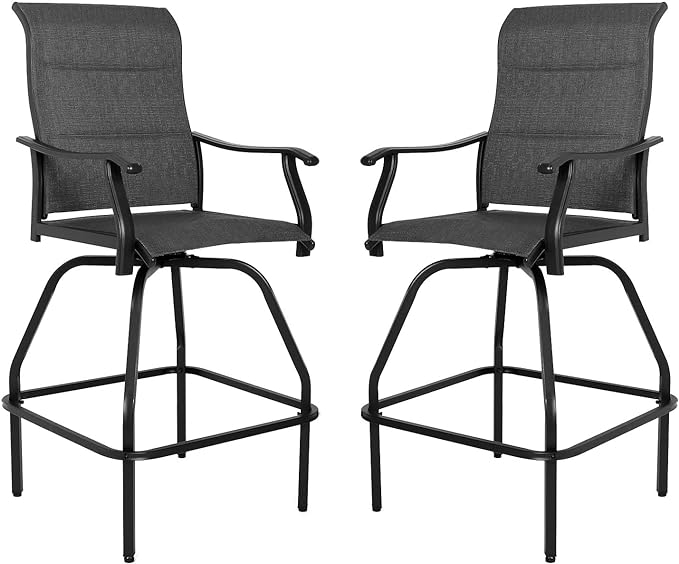 Patio Bar Set Swivel Bar Stools Outdoor Bistro Texteline Stability All-Weather Furniture Set with Height Table