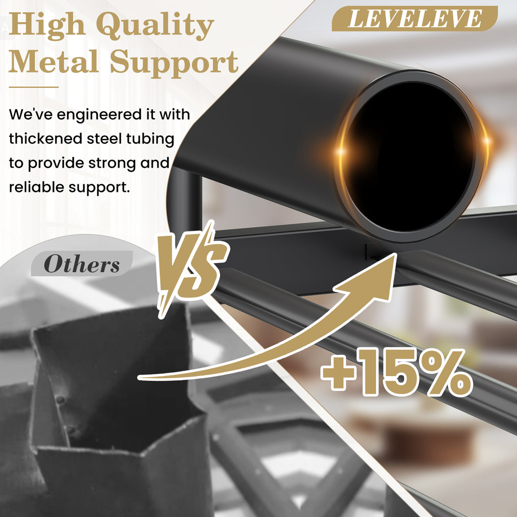 LEVELEVE 14 Inch Full Size Victorian Vintage Metal Platform Bed Frame with Headboard and Footboard, Underbed Storage, No Box Spring Needed, Easy Assembly, Black