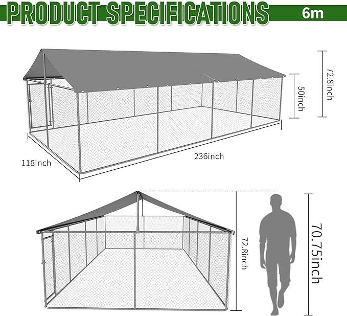 Petony Outdoor Dog Playpen Heavy Duty Dog Kennel House Mesh Dog Big Cage Pet Kennel Steel Fence with Secure Lock