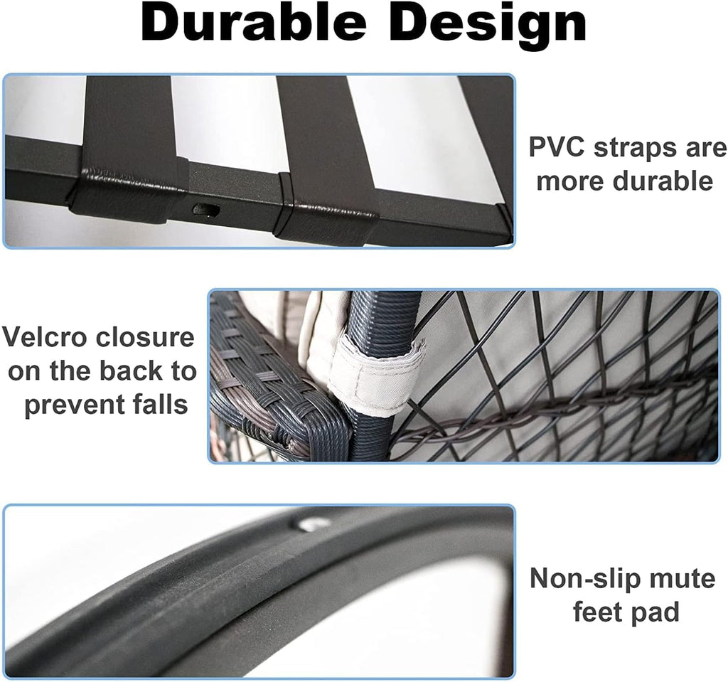 LEVELEVE Wicker Conversation Rocking Bistro Set - 3 Pieces