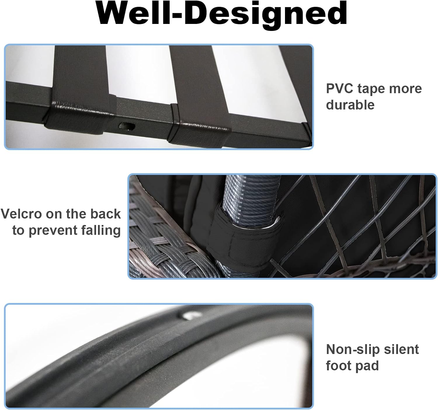 LEVELEVE Wicker Conversation Rocking Bistro Set - 3 Pieces