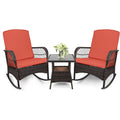 LEVELEVE Wicker Conversation Rocking Bistro Set - 3 Pieces