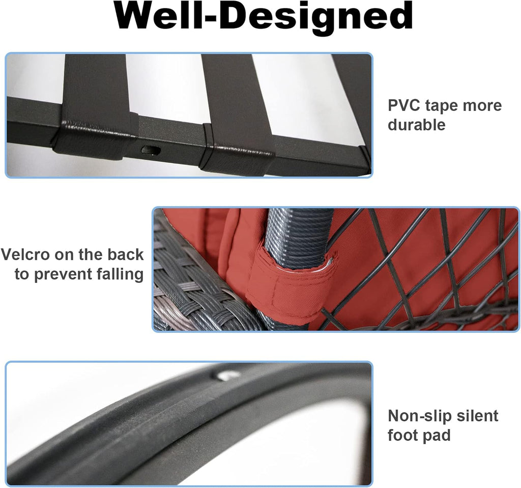 LEVELEVE Wicker Conversation Rocking Bistro Set - 3 Pieces