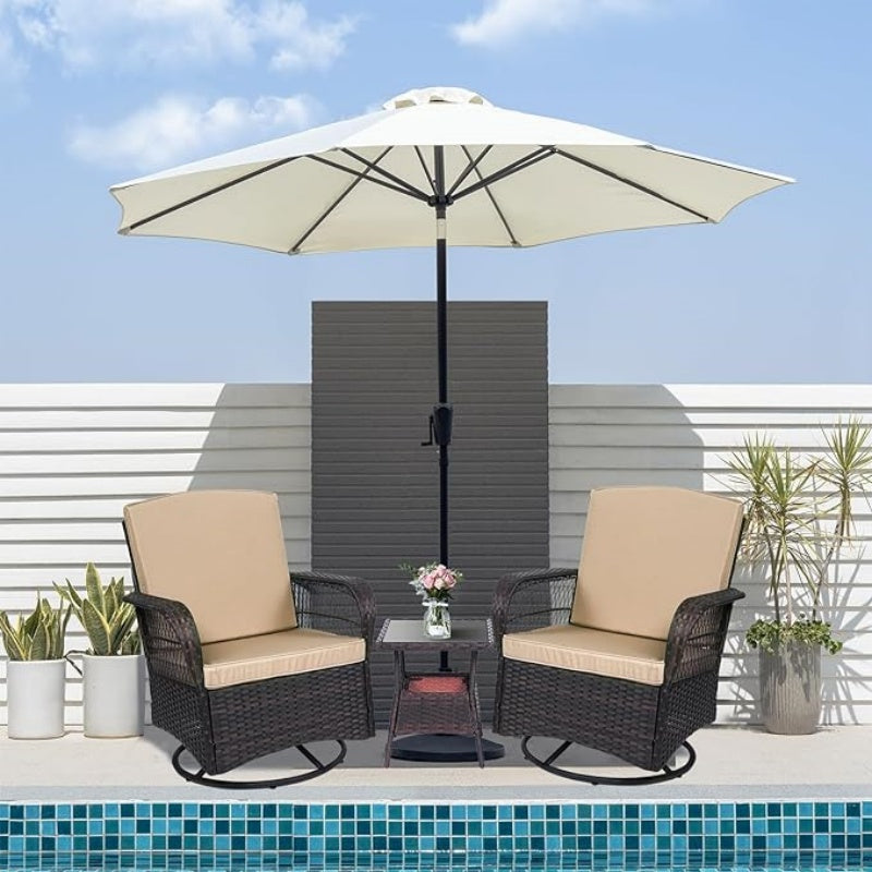 Patio Rocking Swivel Chairs Outdoor Bistro Set Wicker Rattan Furniture