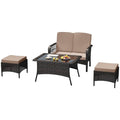 Outdoor Rattan Patio Furniture Set with Wicker Loveseat, Chairs, Table